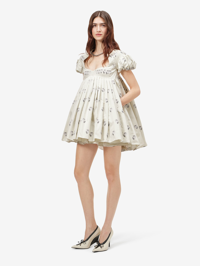 Women's Taffeta Rose Jacquard Mini Dress in Light Green 1