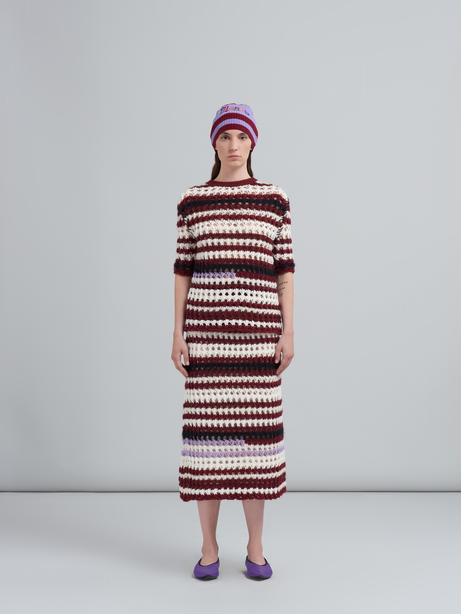 MULTI-COLOURED STRIPED 3D CROCHET INTARSIA SKIRT - 2