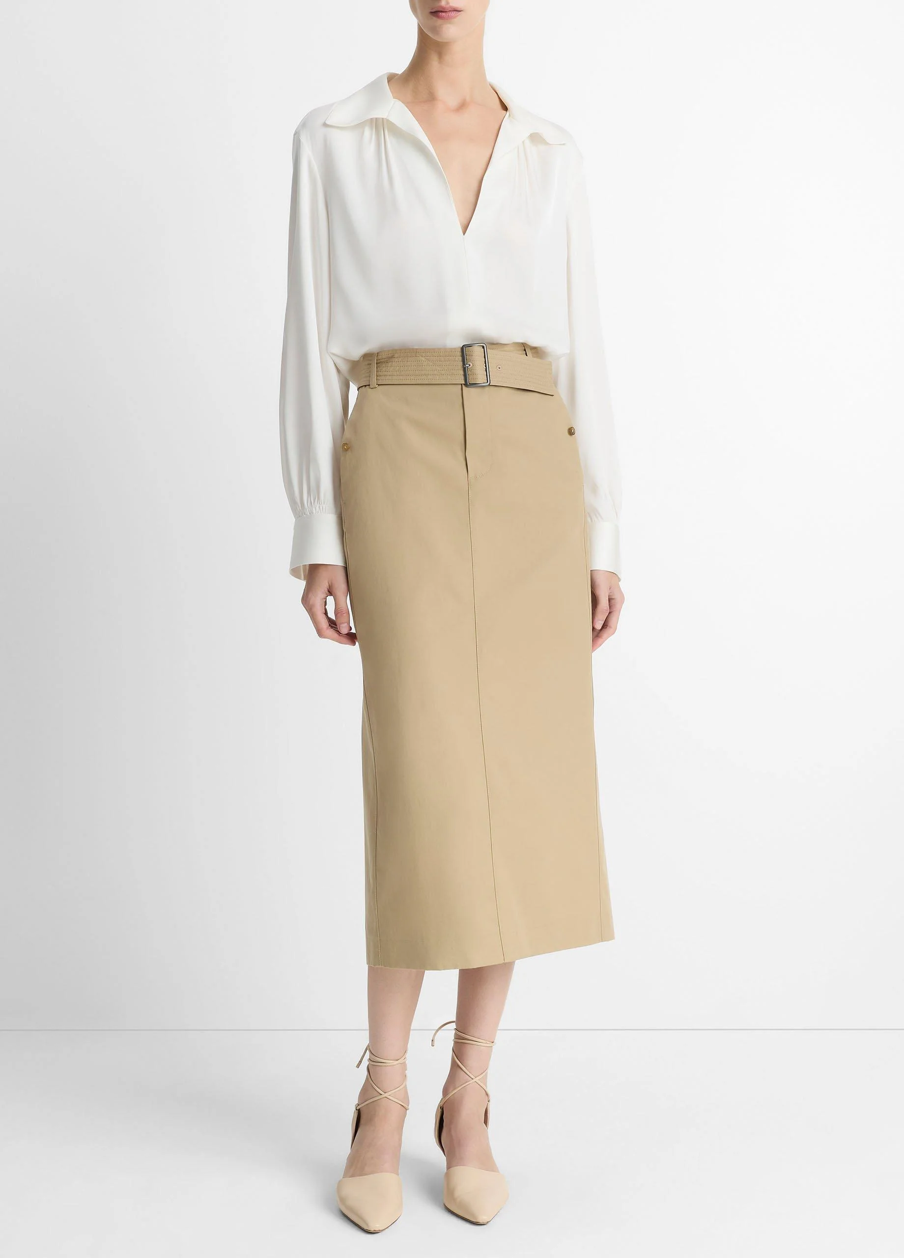 Cotton Trench Pencil Skirt - 1