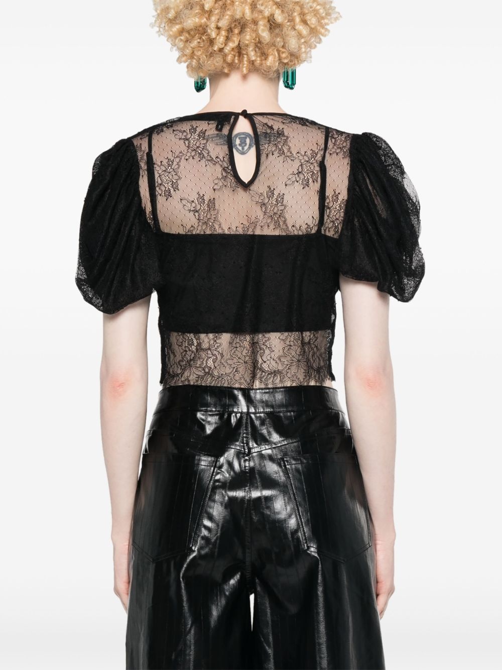 puff-sleeves lace blouse - 4