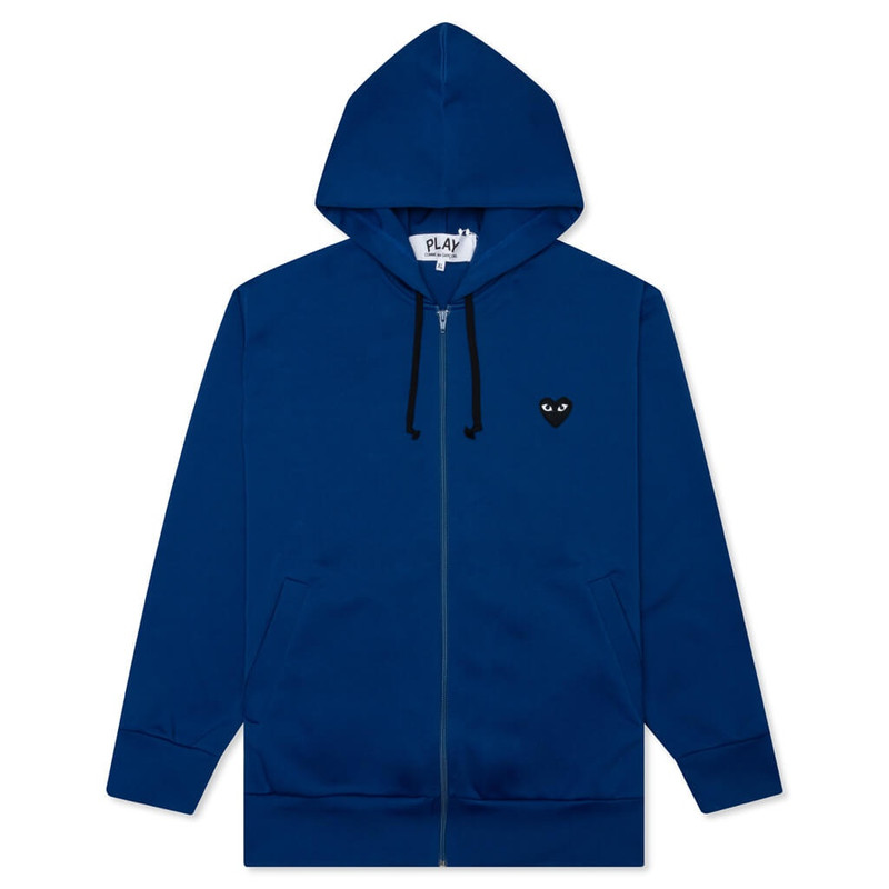 COMME DES GARCONS PLAY BIG BLACK HEART HOODED SWEATSHIRT - NAVY - 1