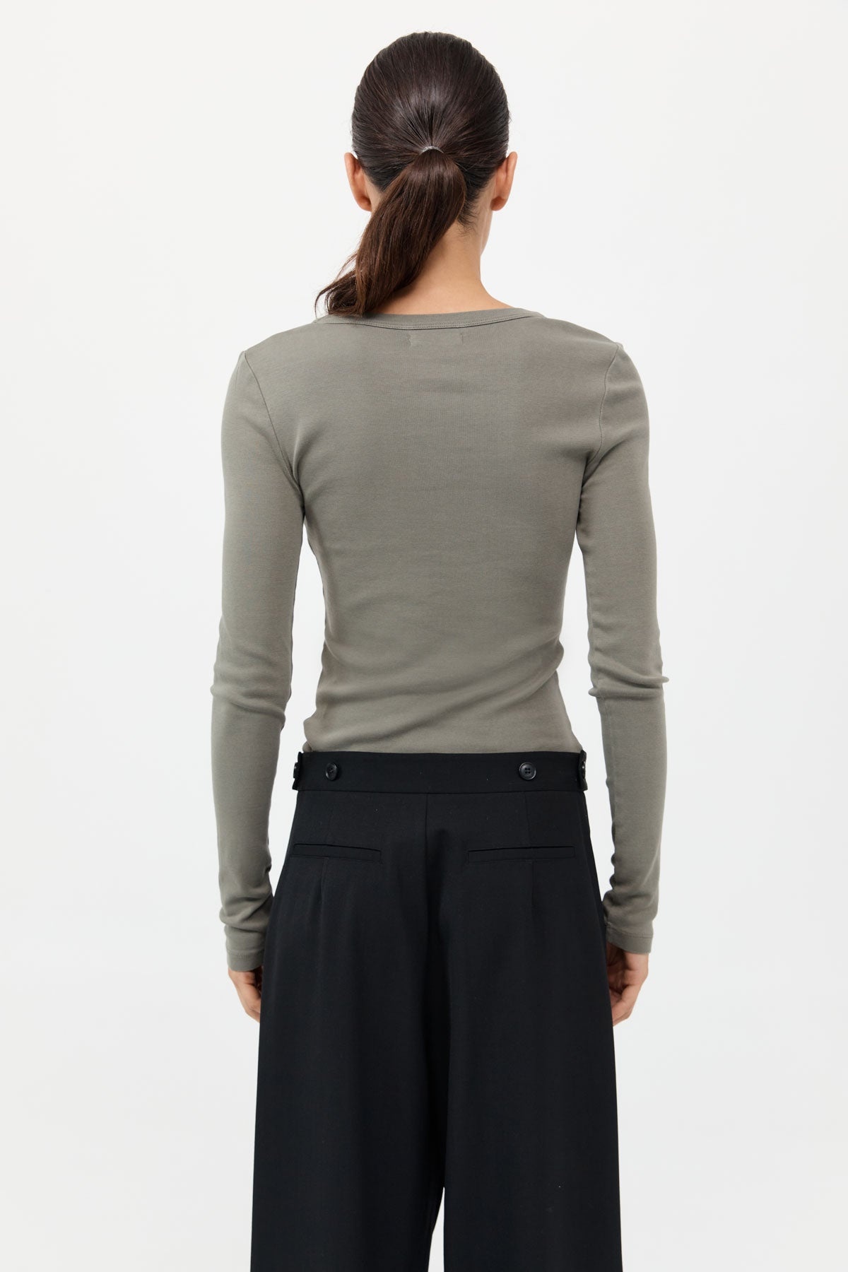 Organic Cotton Long Sleeve Top - Smokey Olive - 5