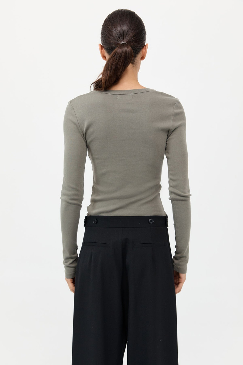 Organic Cotton Long Sleeve Top - Smokey Olive 5