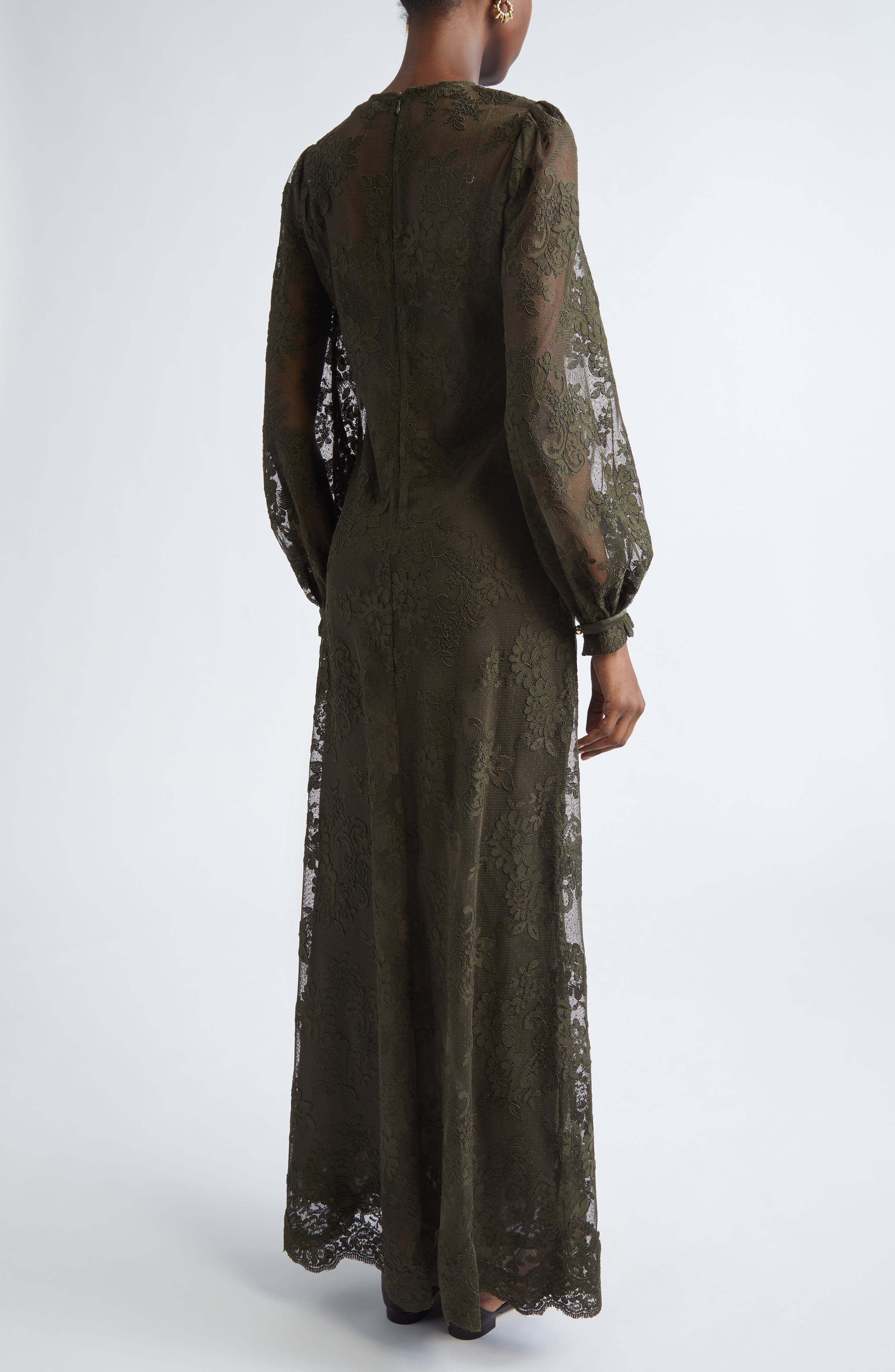 Zimmermann Memento Long Sleeve Lace Maxi Dress in Olive at Nordstrom - 2