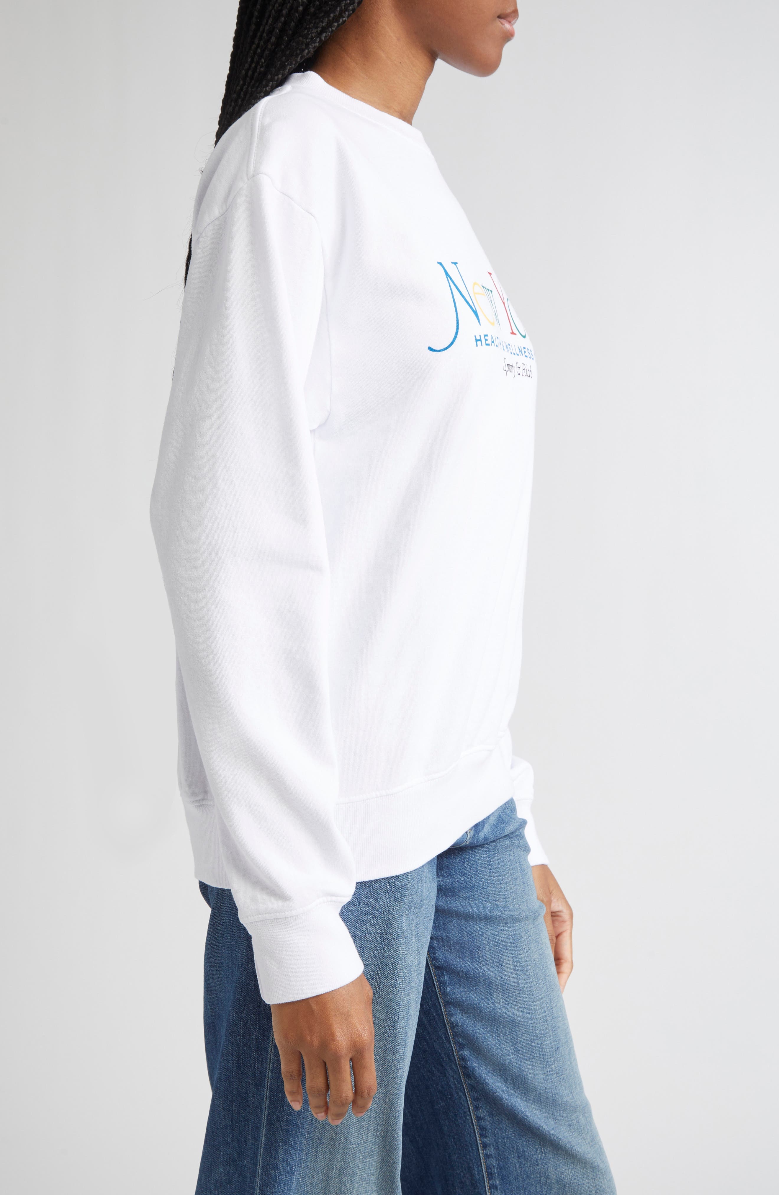 Sporty & Rich NY 94 Long Sleeve Cotton T-Shirt in White/Ruby/Alpine/Blue at Nordstrom - 3