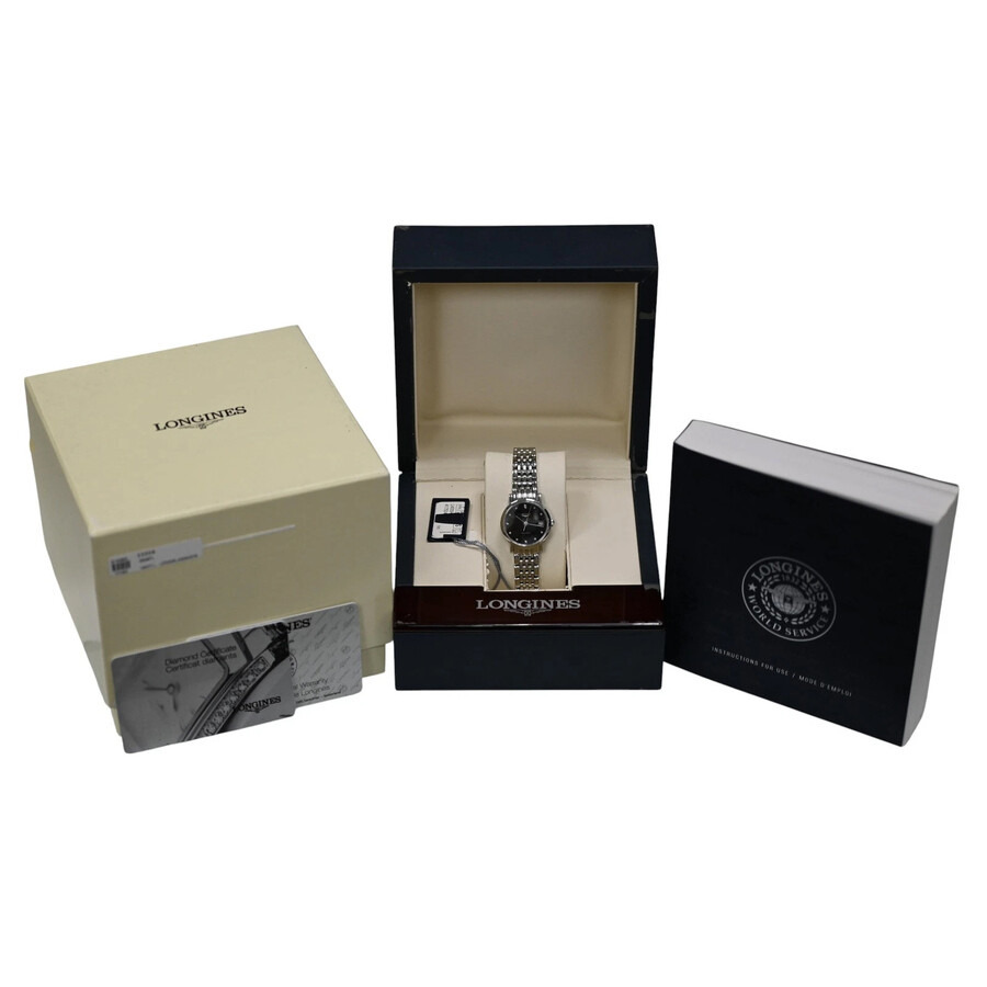 Pre-owned Longines Elegant Diamond Black Dial Ladies Watch L4.309.4.57.6 - 7