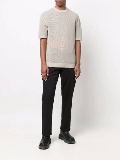 Diesel mesh-overlay logo T-shirt outlook