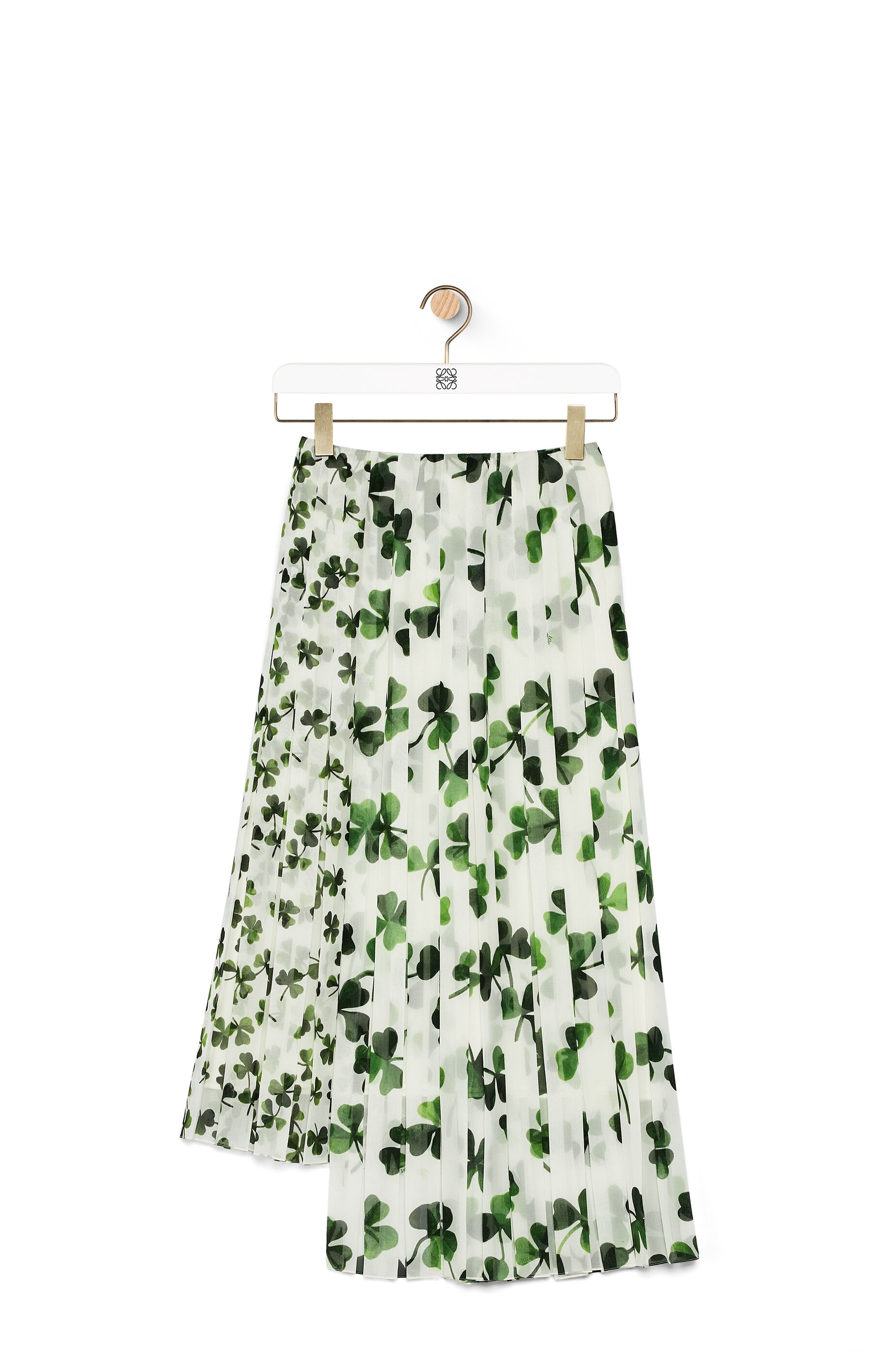 Print pleated skirt in shamrock polyester - 1