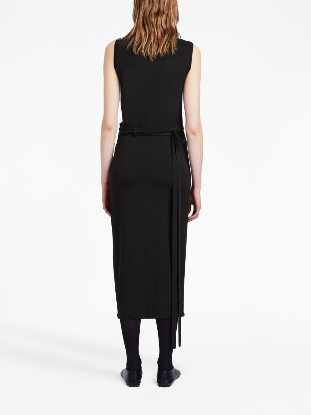 asymmetric jersey midi dress - 4