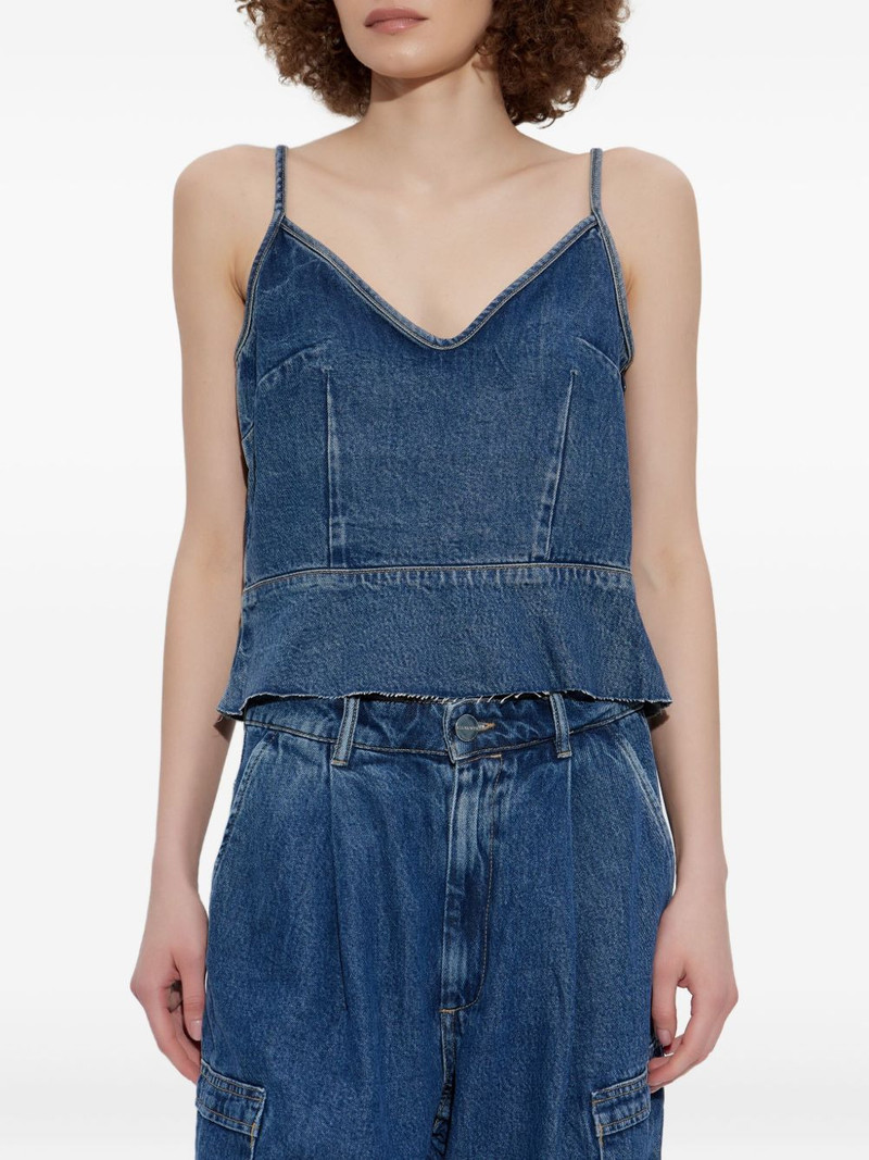 spaghetti-strap denim top 3