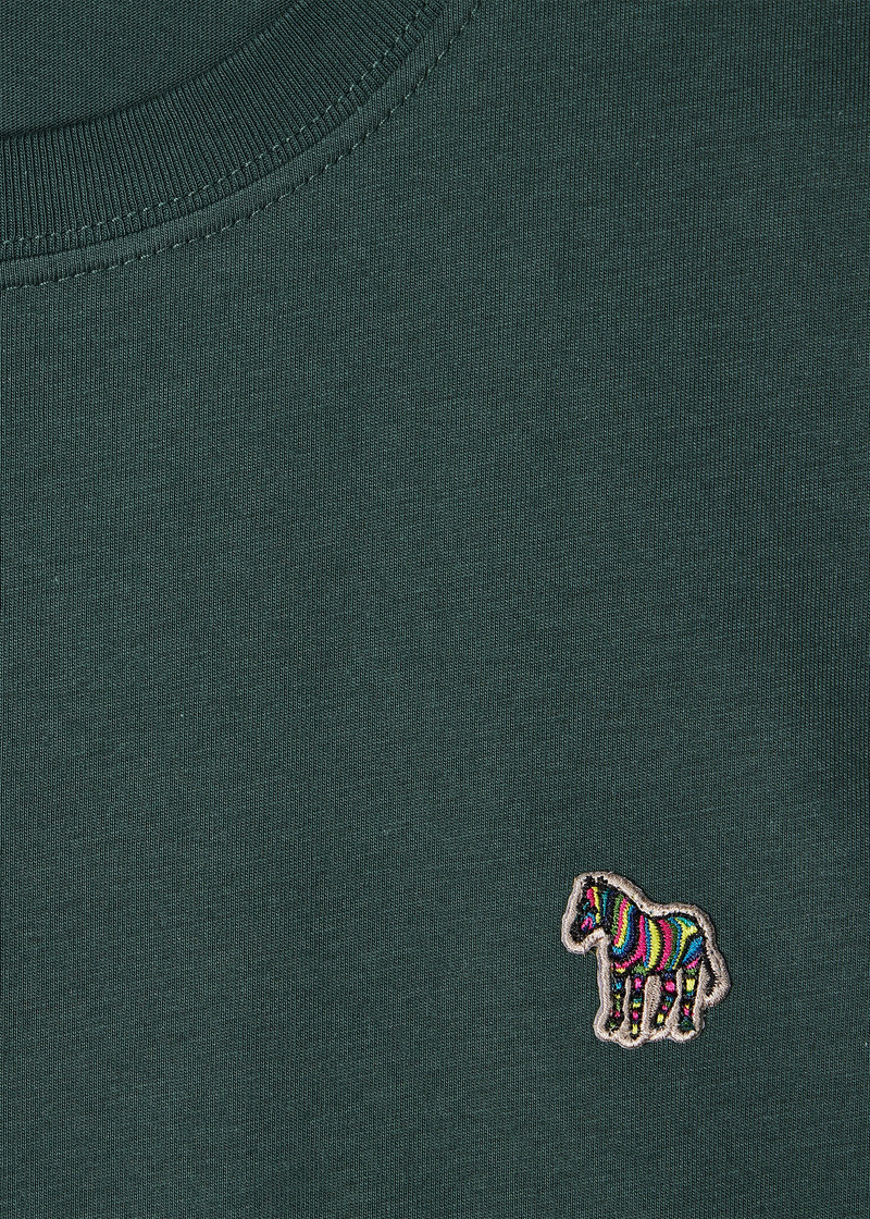 Dark Green Organic Cotton Zebra Logo T-Shirt 2
