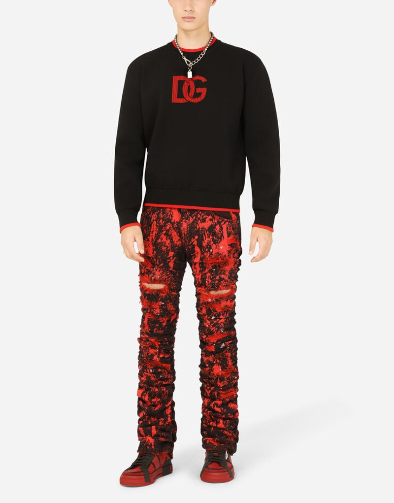 Dolce & Gabbana Stretch jeans with marbled print outlook