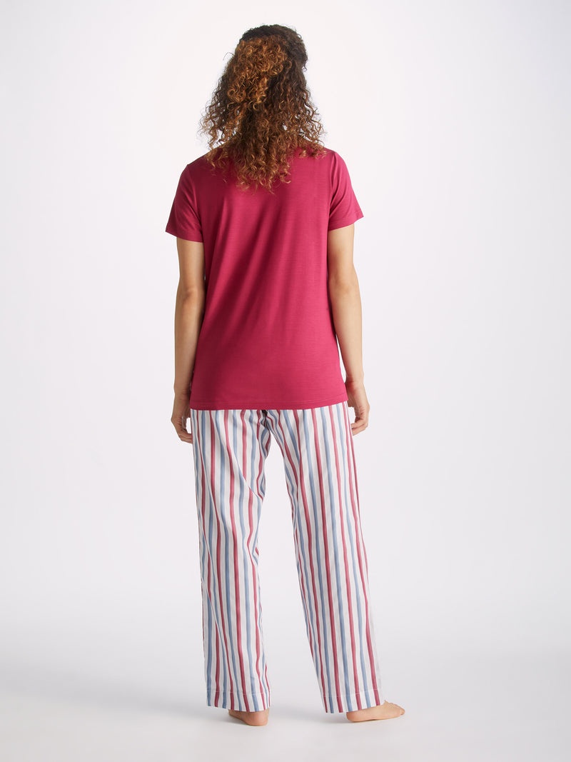 Women's V-Neck T-Shirt Lara Micro Modal Stretch Berry - 4