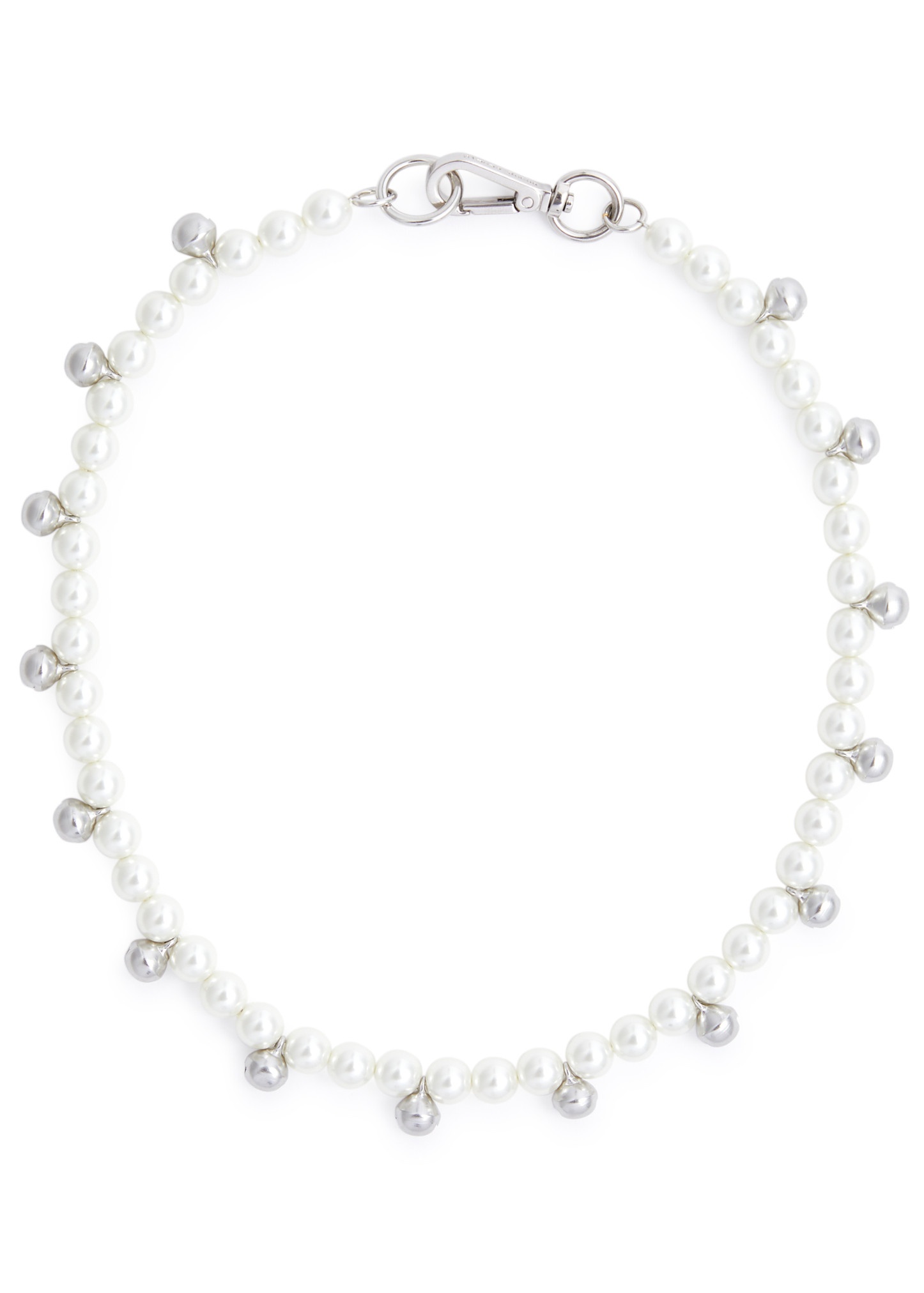 Bell charm faux pearl necklace - 1