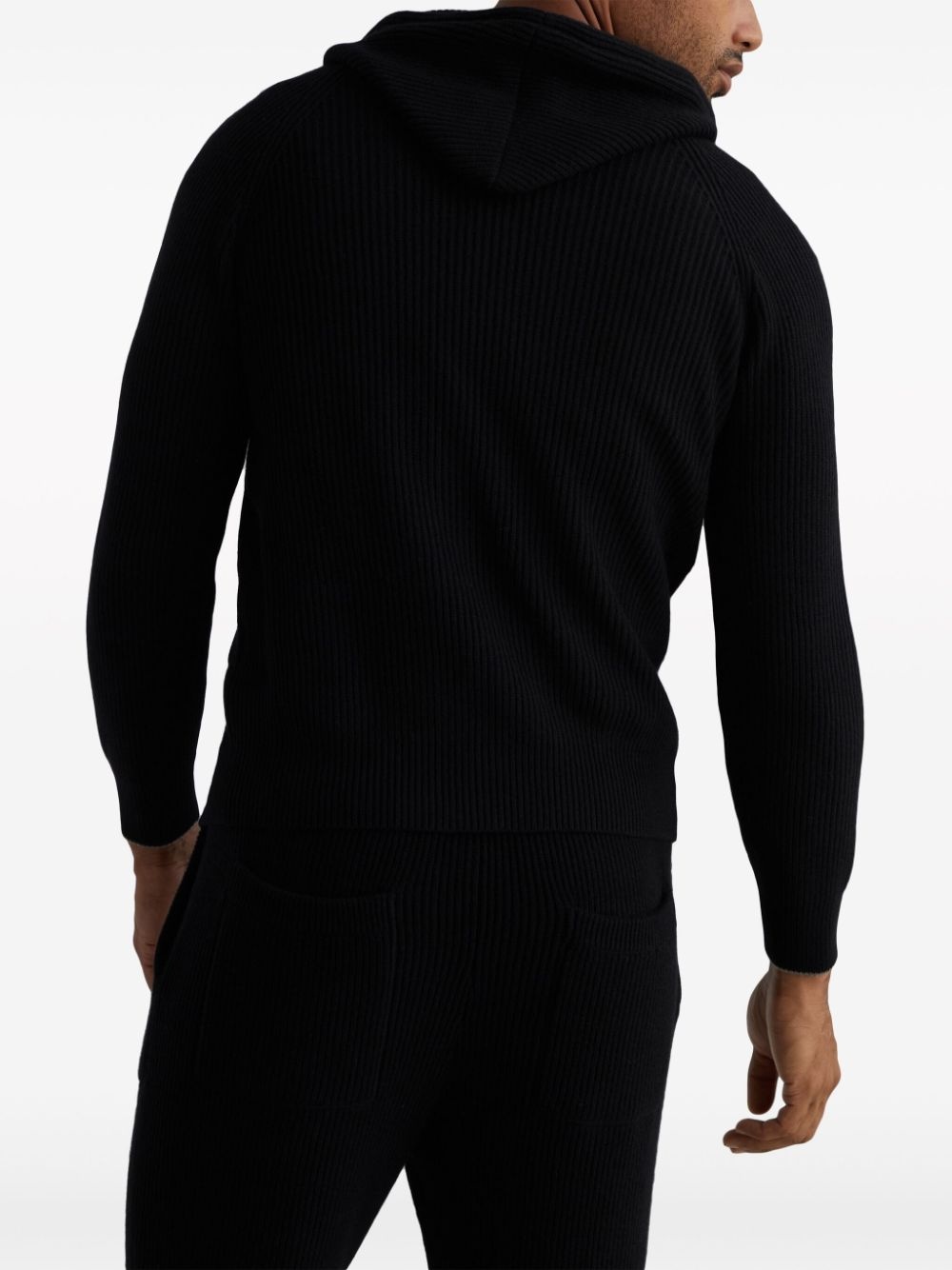 logo-embroidered ribbed-knit cashmere cardigan - 4