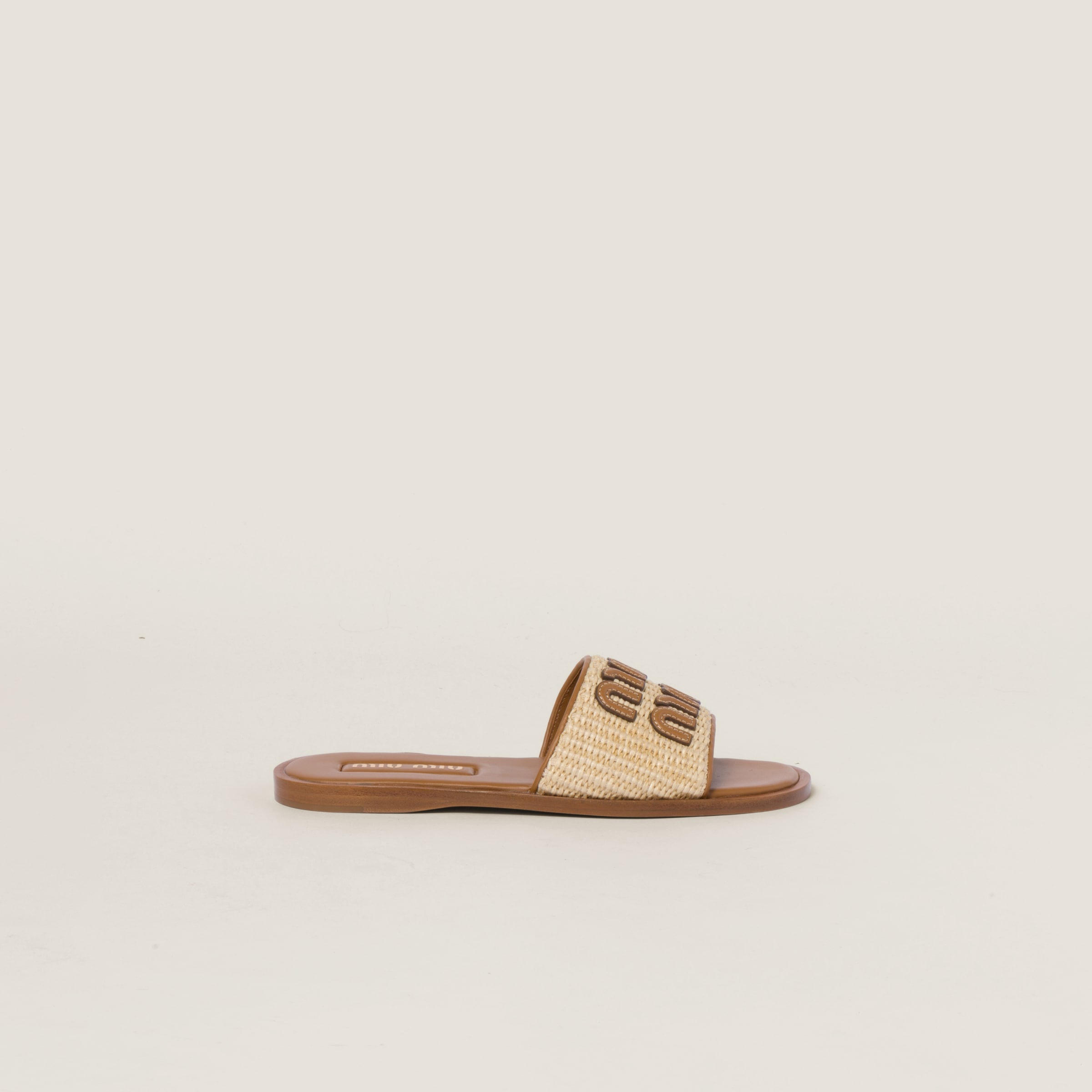 Raffia-effect woven fabric slides - 2