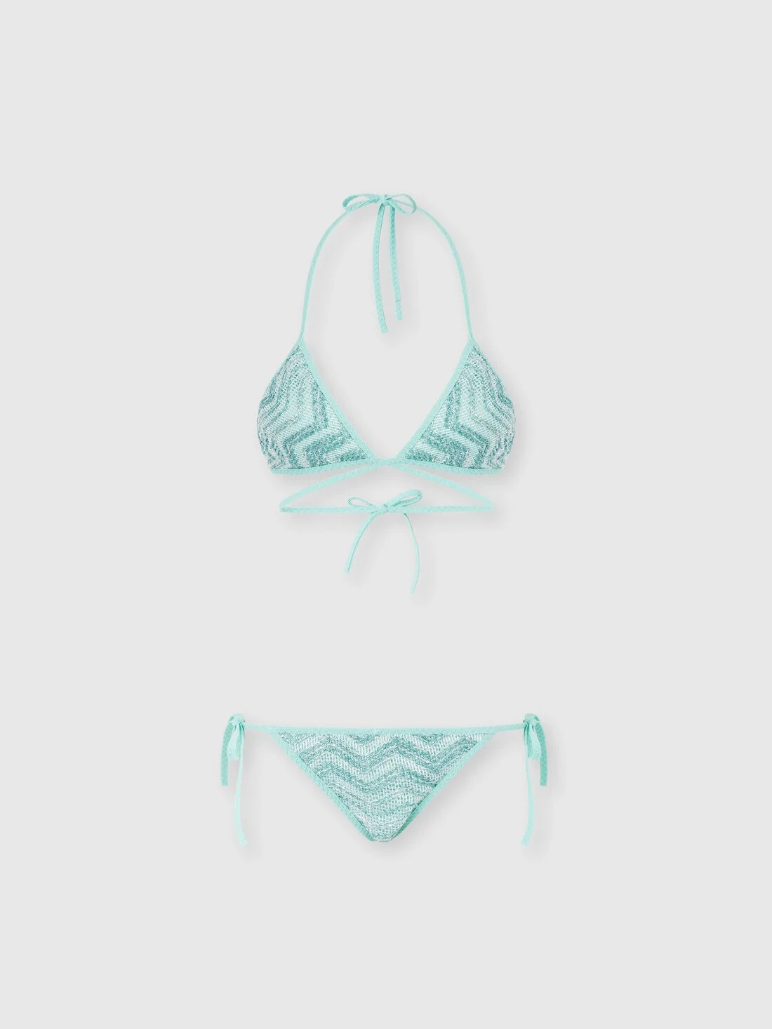 Triangle mesh bikini with zigzag pattern and sequins - 1