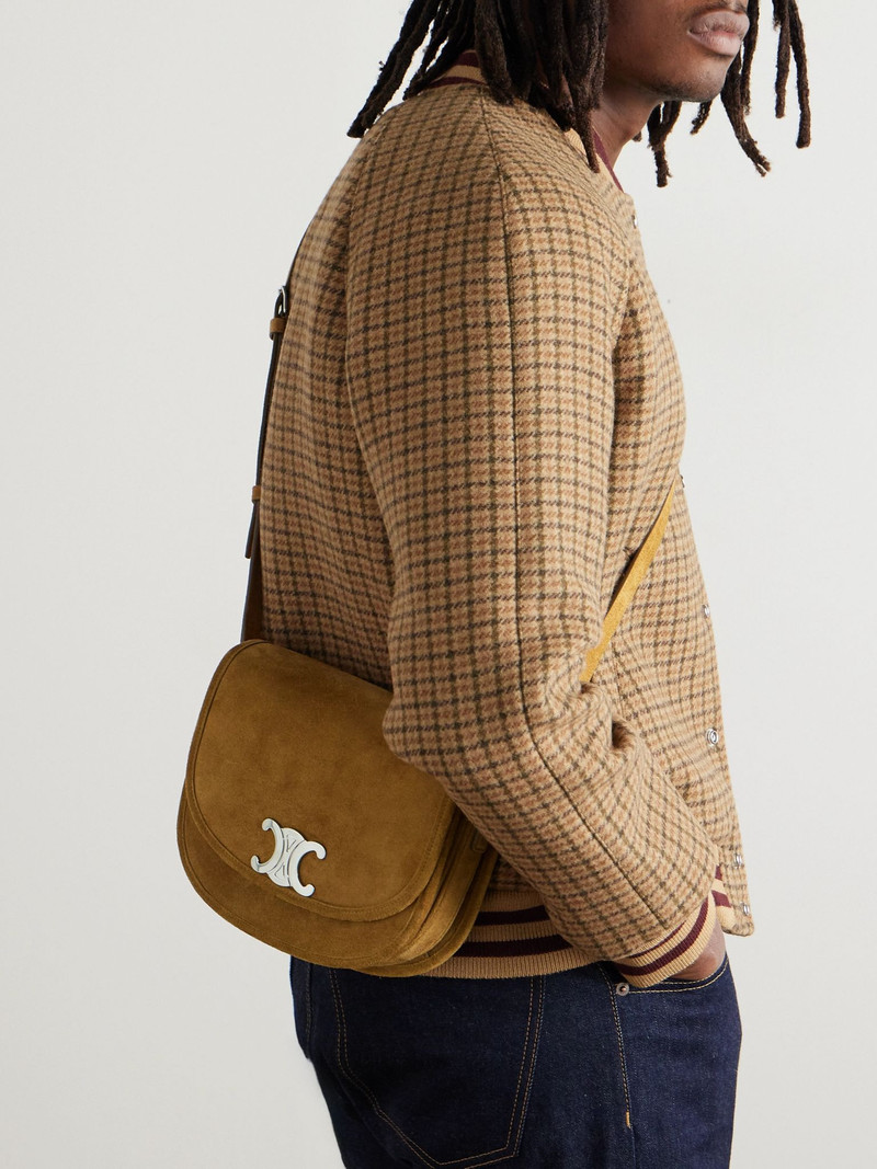 CELINE Triomphe Medium Suede Messanger Bag Brown outlook