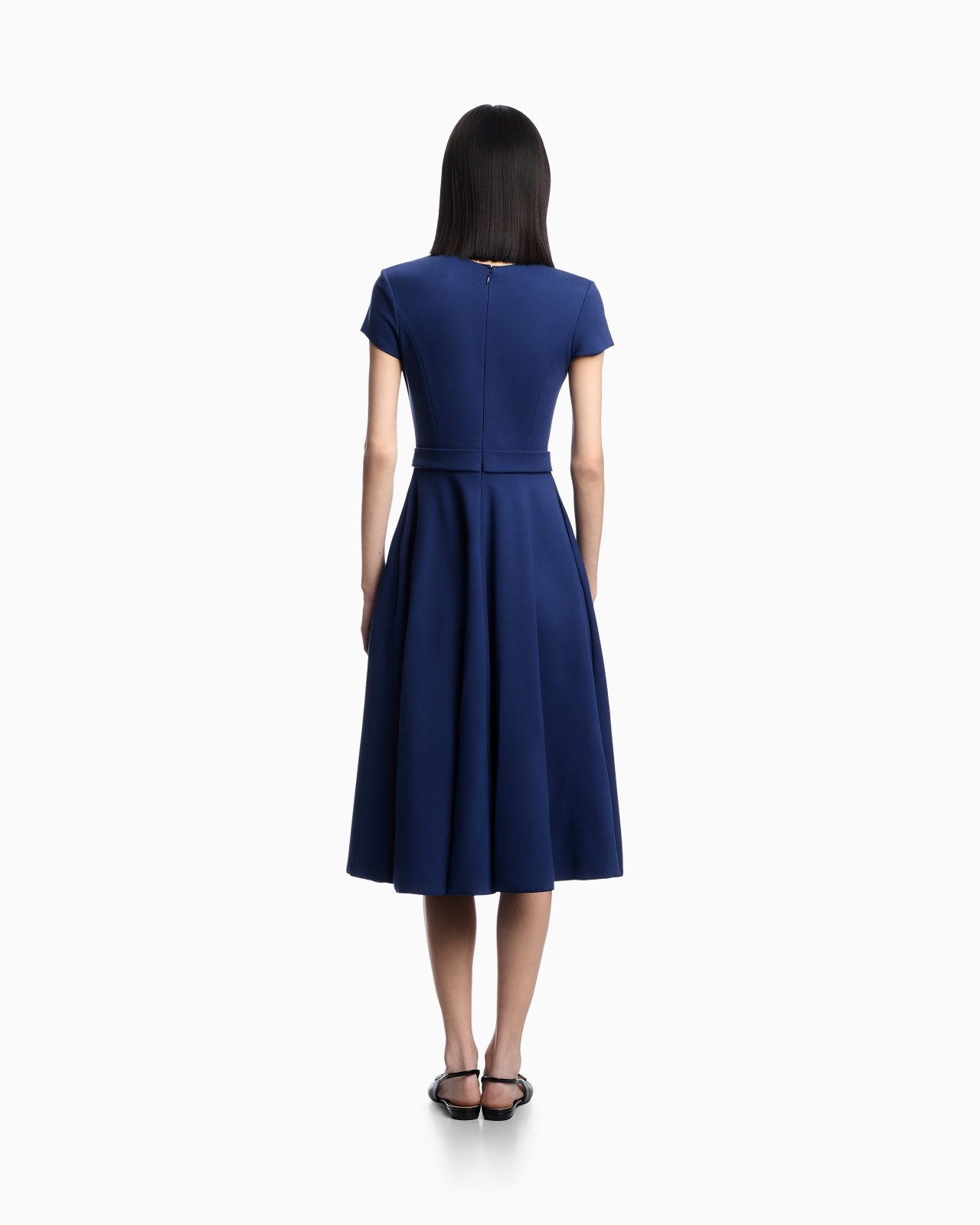 SHORT-SLEEVED DRESS IN MILANO-STITCH FABRIC - 3