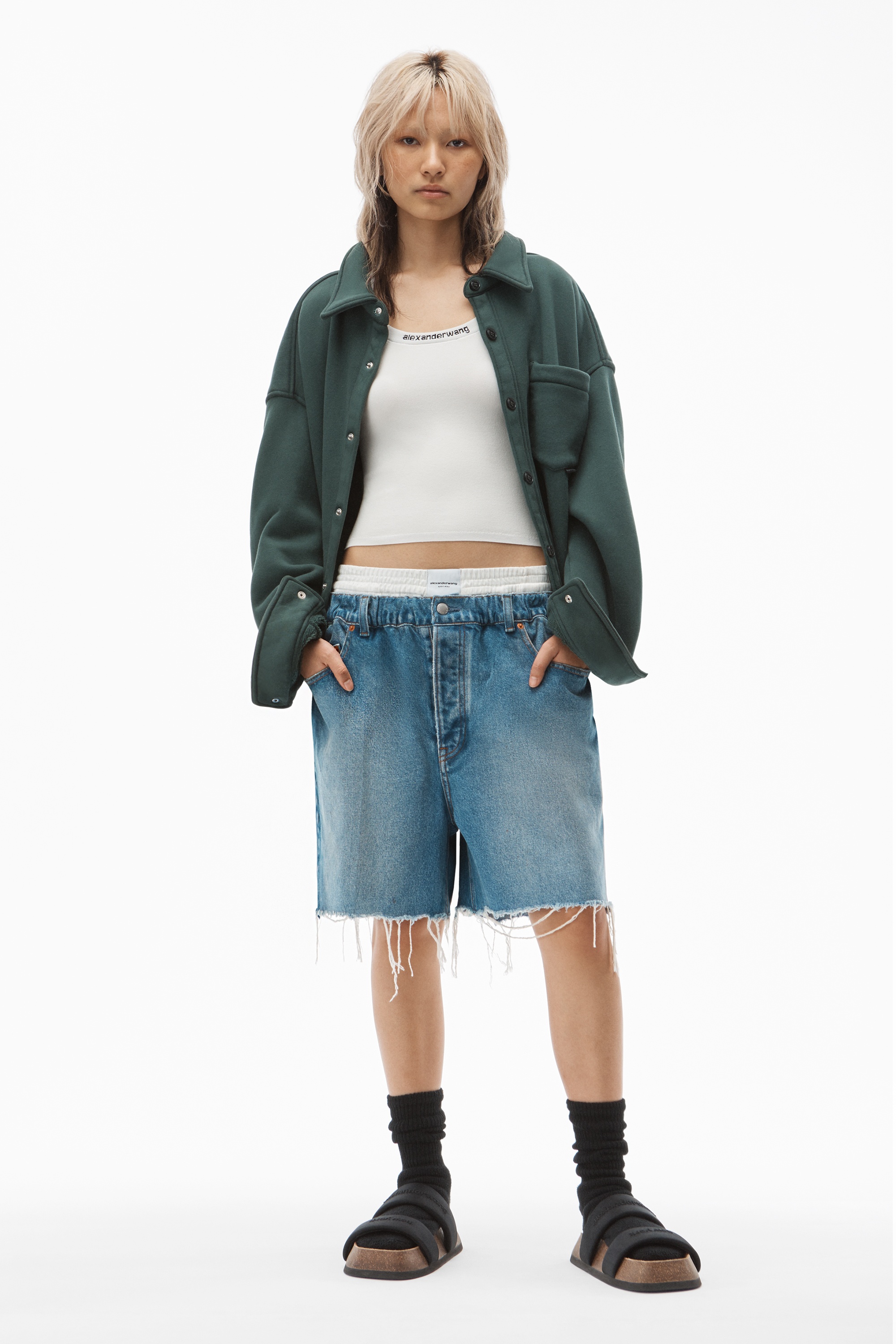 RUCHED WAIST BAGGY SHORT IN DENIM - 2