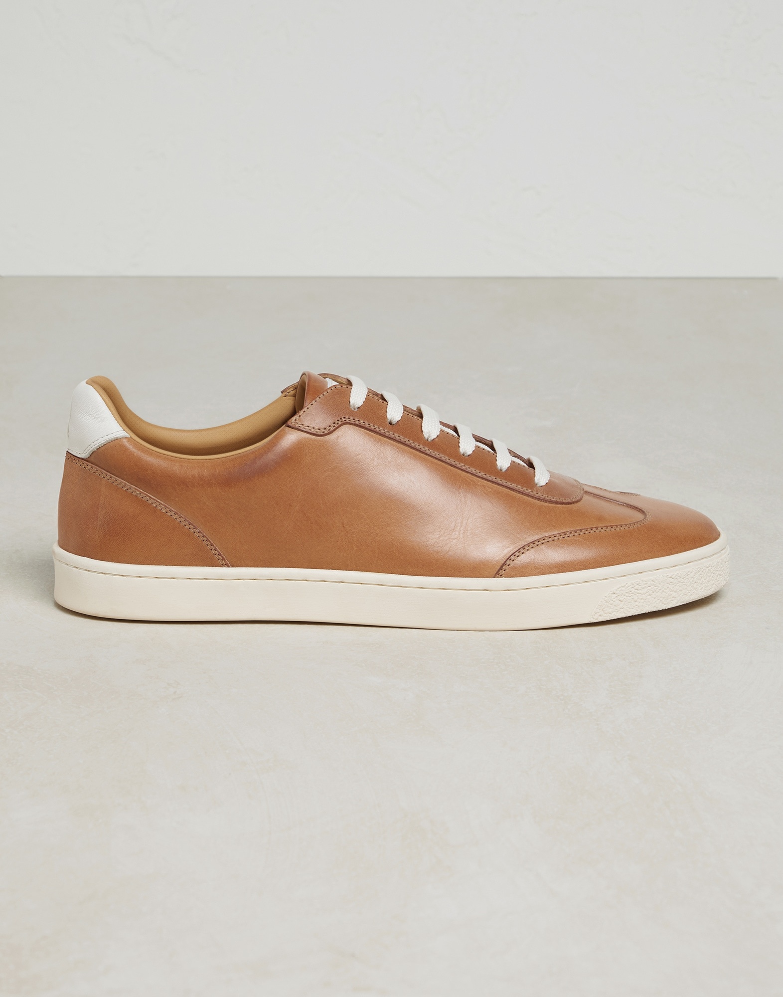 Waxed calfskin sneakers with natural rubber sole - 1