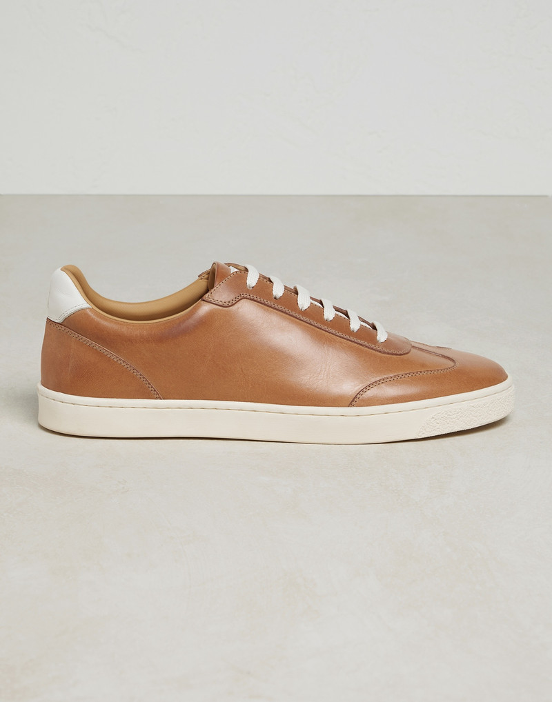 Waxed calfskin sneakers with natural rubber sole 1