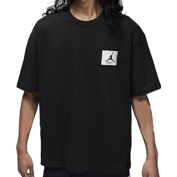 Air Jordan Solid Color Patch Round Neck Short Sleeve Black DZ7314-010 - 3