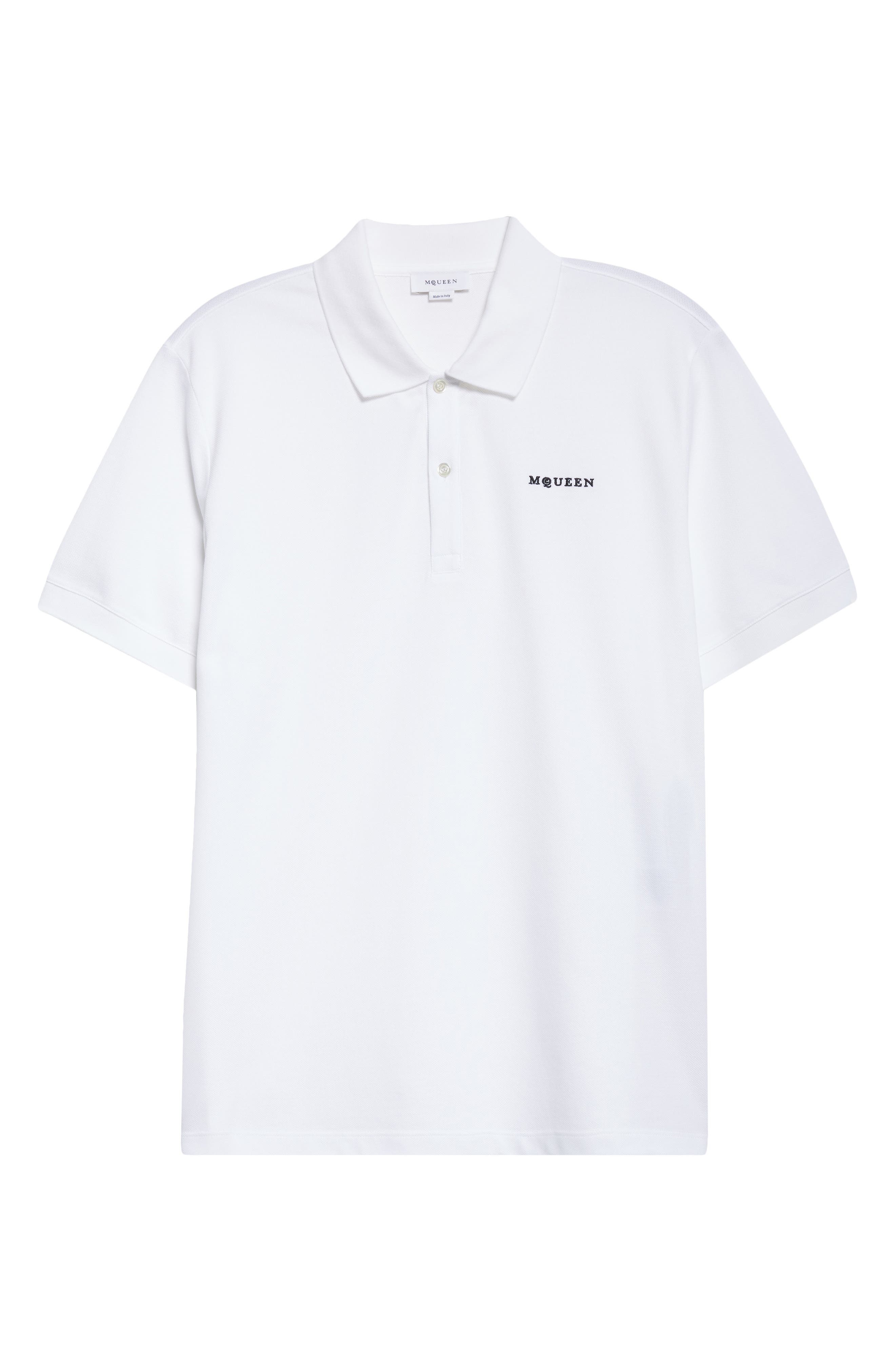 McQueen Embroidered Logo Cotton Piqué Polo in Optical White at Nordstrom - 5