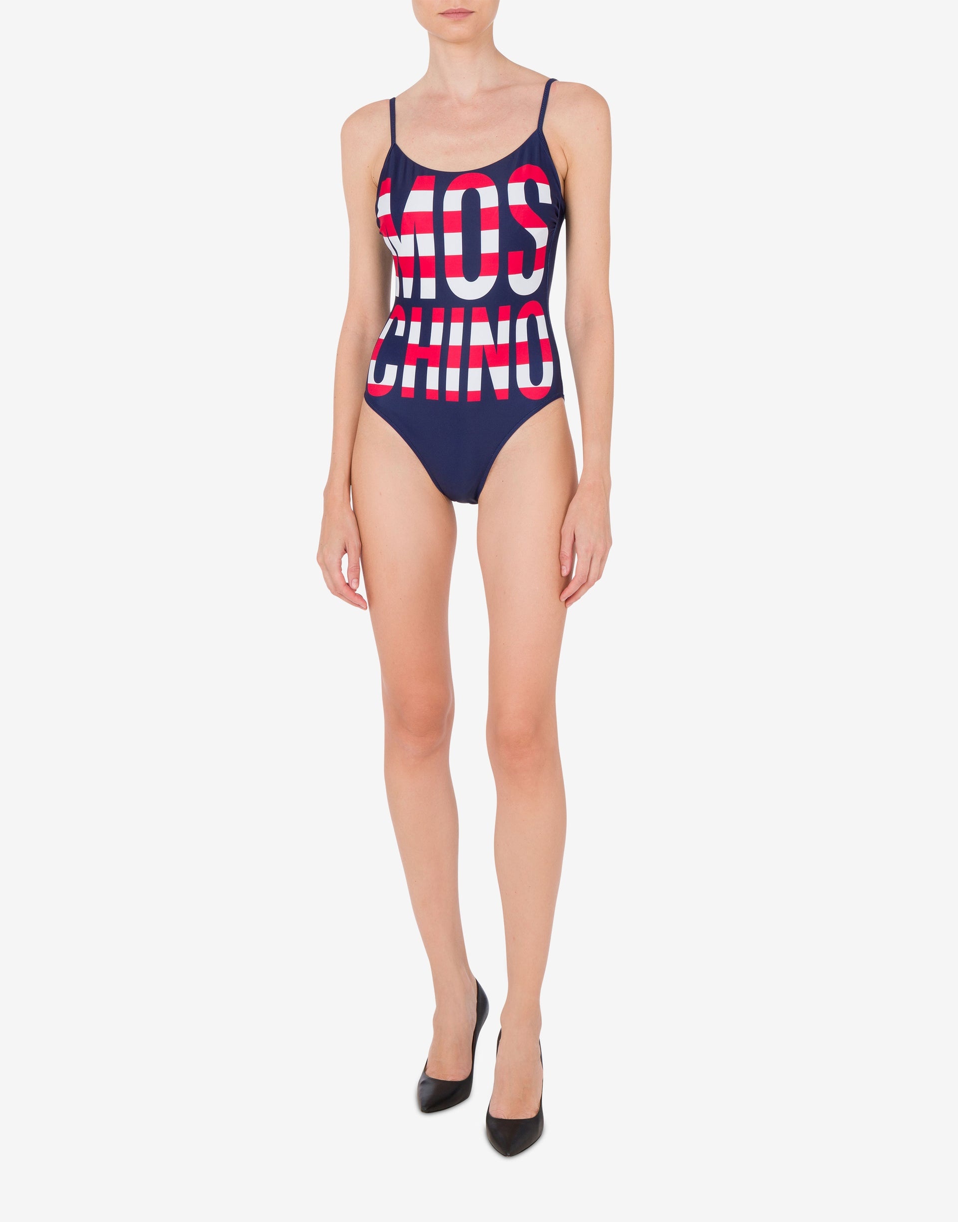 STRIPED LETTERING LOGO ONE-PIECE SWIMSUIT - 1