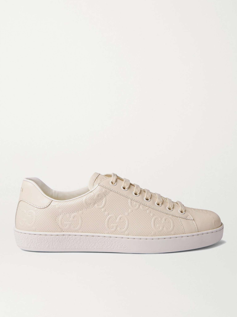 Ace Logo-Embossed Perforated Leather Sneakers - 1