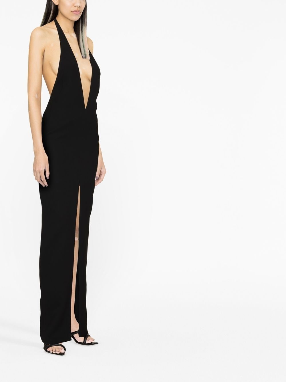 halterneck plunging-neckline gown - 4