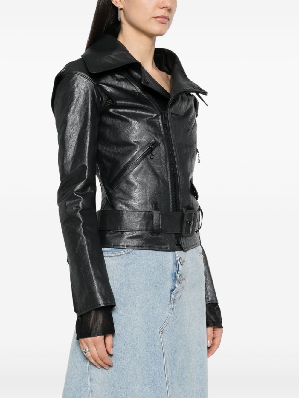 metallic biker jacquet - 3