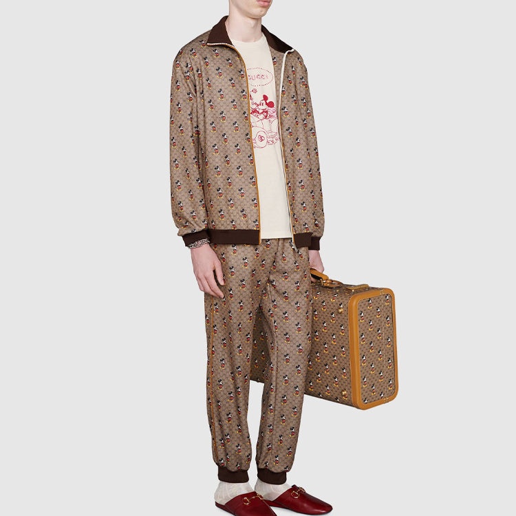 Gucci x Disney Mickey Full Printed Drawstring Jogging Pants For Men Brown 604211-XJB64-2100 - 2