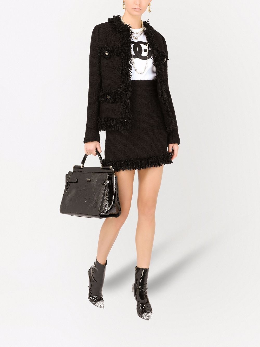 frayed edge tweed jacket - 2