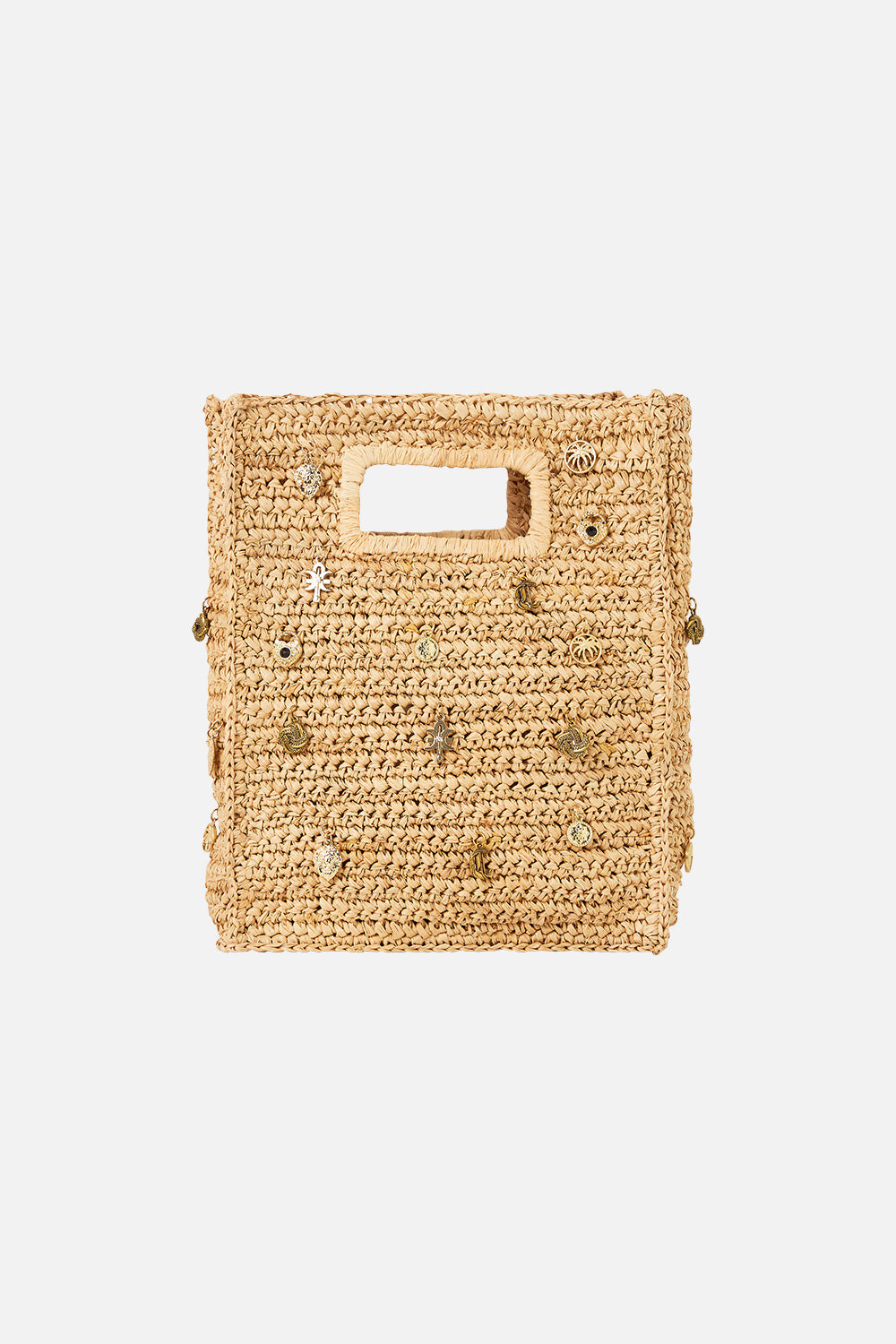 RAFFIA MINI NORTH SOUTH TOTE WITH CHARMS - 2