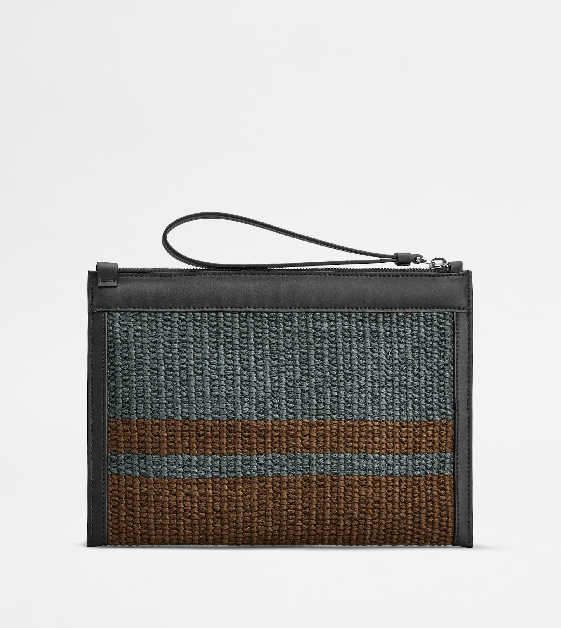 POUCH IN FABRIC AND LEATHER - BLACK, BEIGE - 3