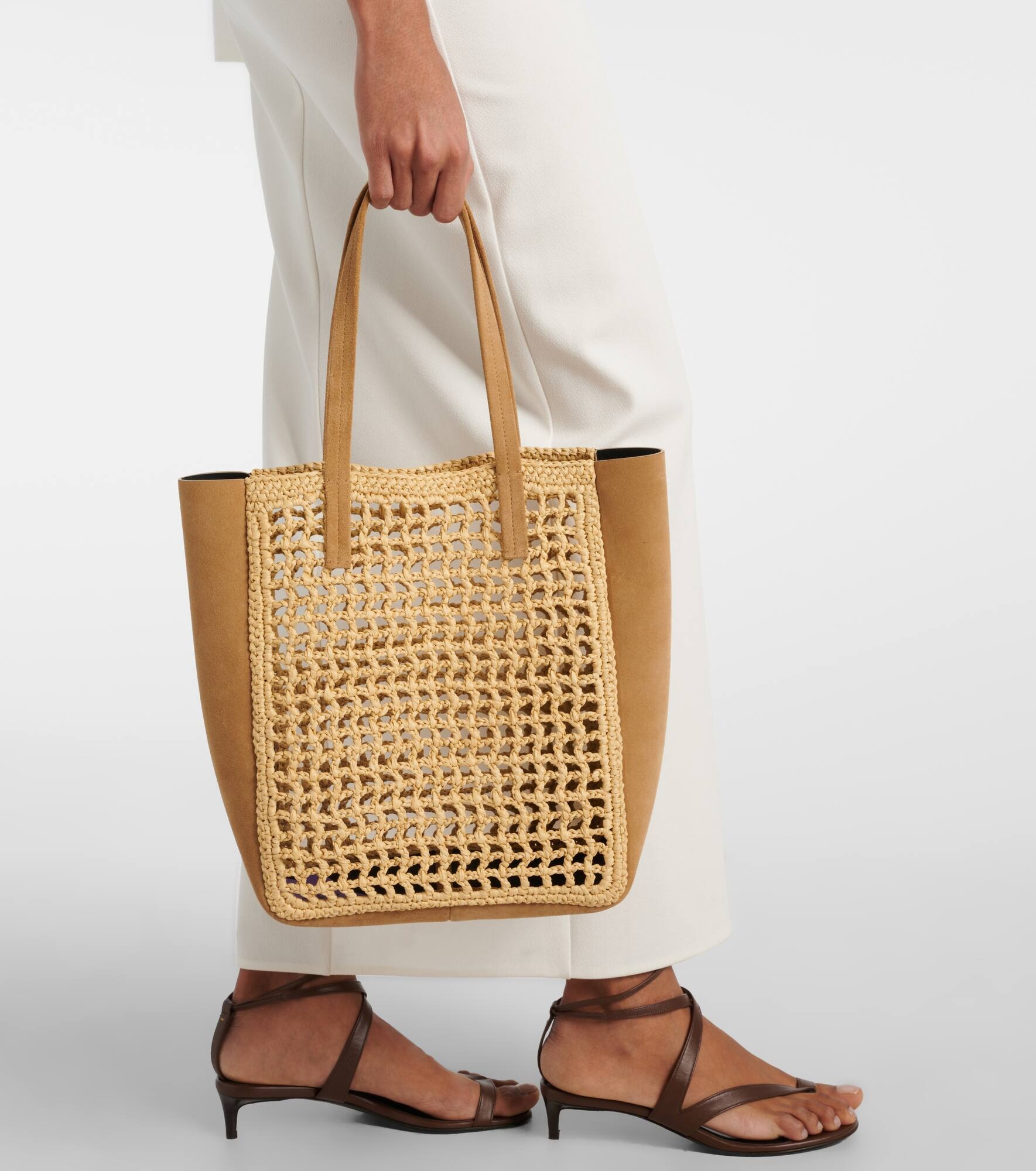 Zoe Small raffia-effect tote bag - 7
