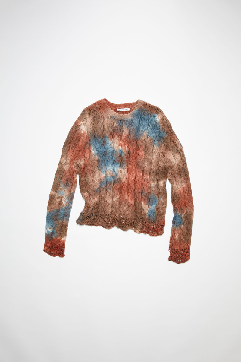 Tie-dye cable-knit jumper - Rust brown/blue 1