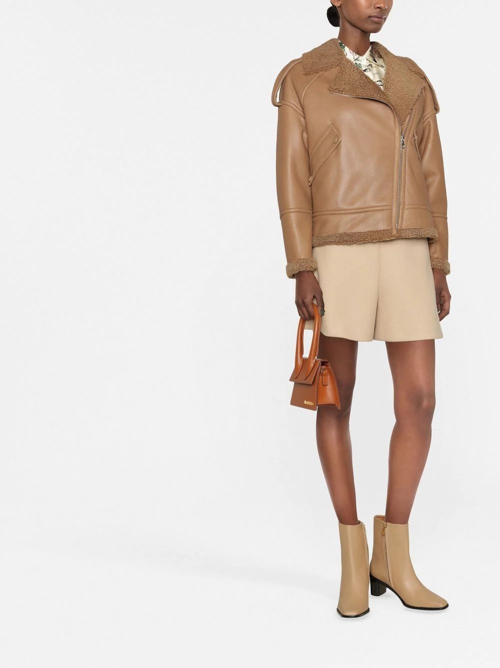 leather zip-up biker jacket - 2