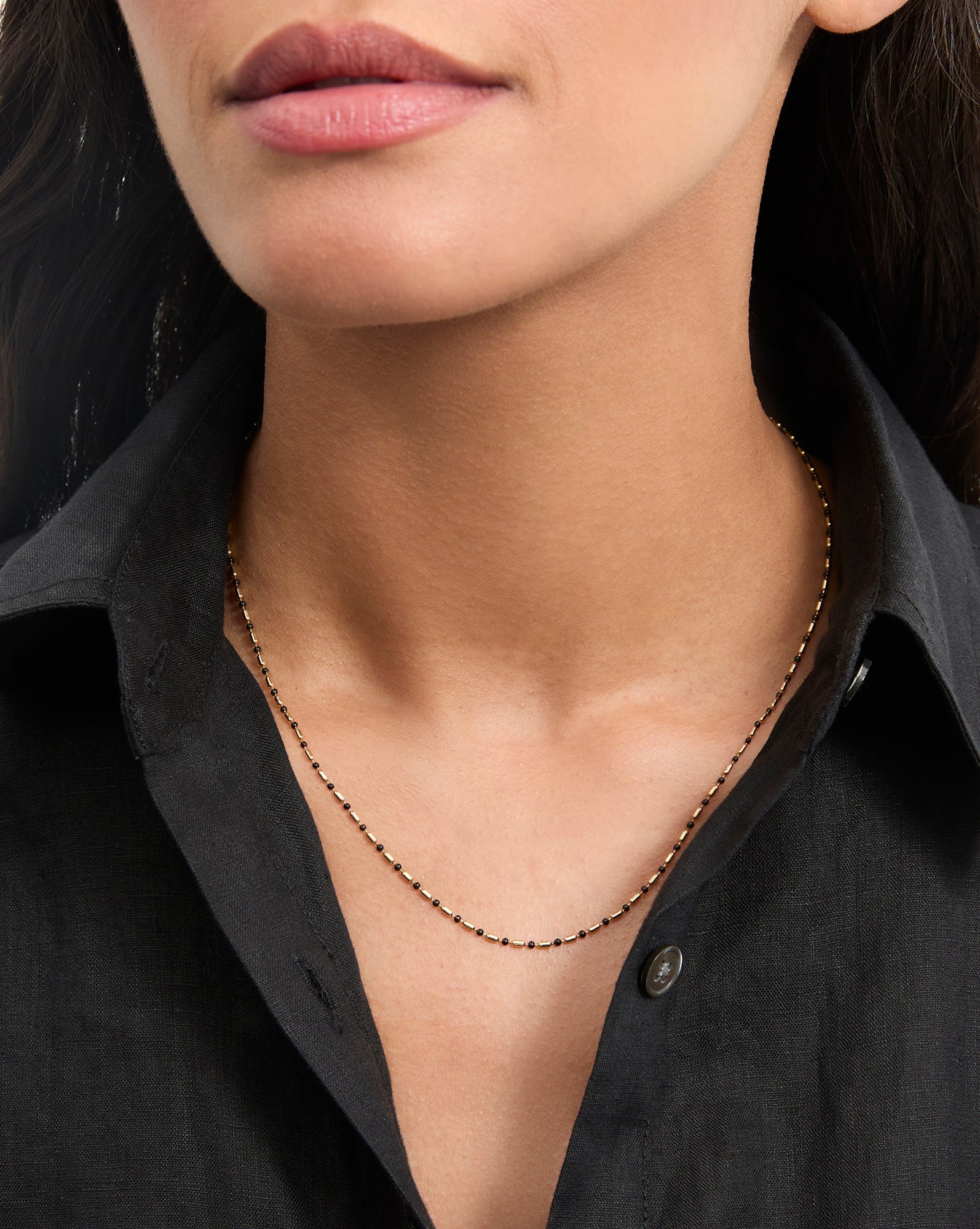LONG ENAMEL BEAD CHAIN NECKLACE - 2