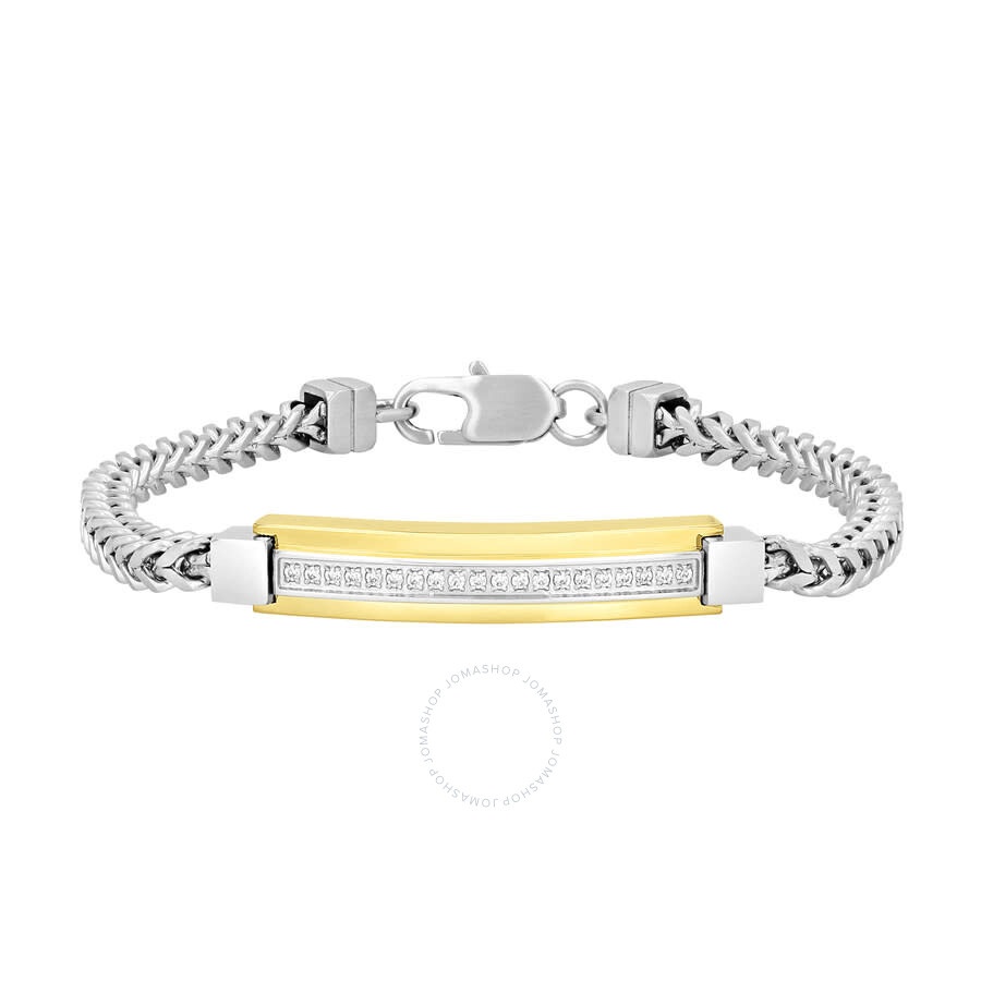 Robert Alton - Robert Alton 1/5CTW Diamond Stainless Steel & Yellow Finish ID Bracelet - 1
