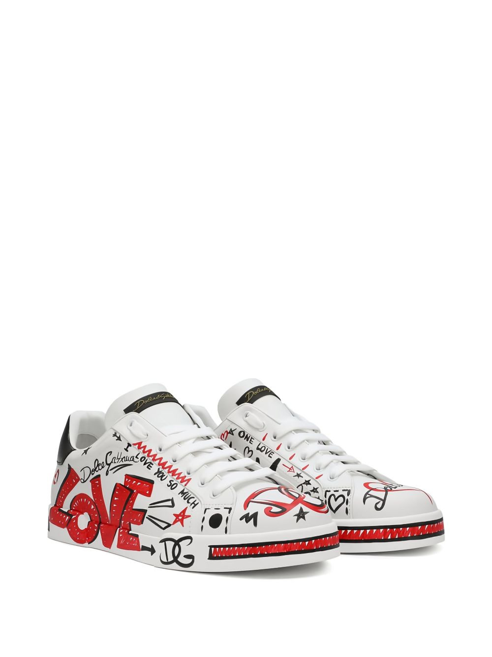 graffiti-print leather sneakers - 2