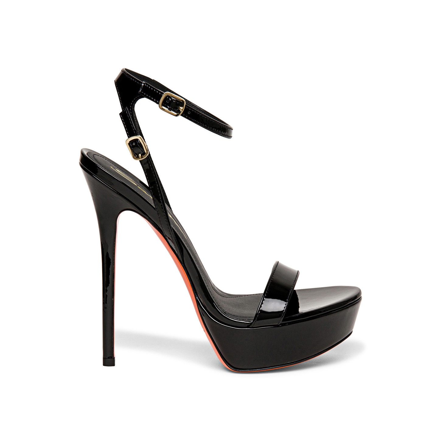 Women’s black patent leather high-heel sandal - 1