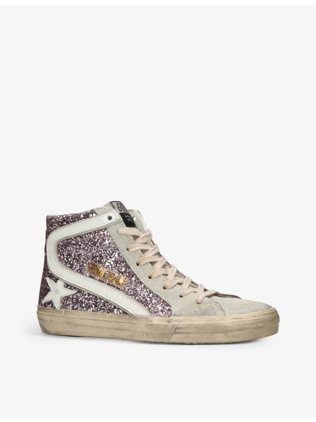 Slide glitter-embellished suede high-top trainers - 3