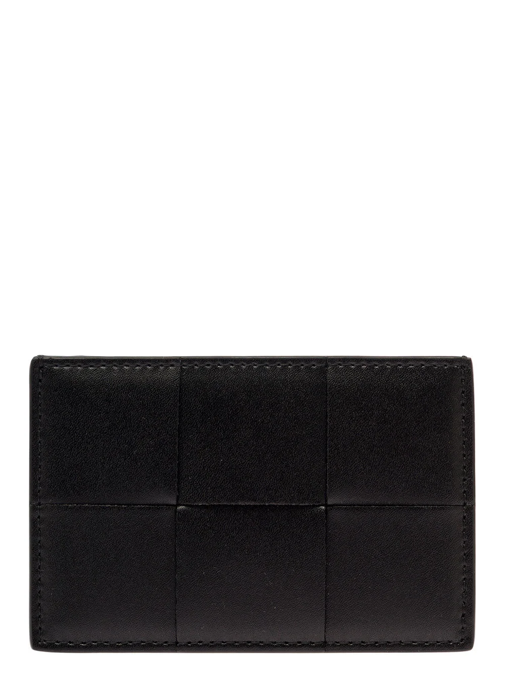 Bottega Veneta Men 'Casette' Black Card-Holder With Embossed Logo And Intreccio Motif In Smooth Leat - 1