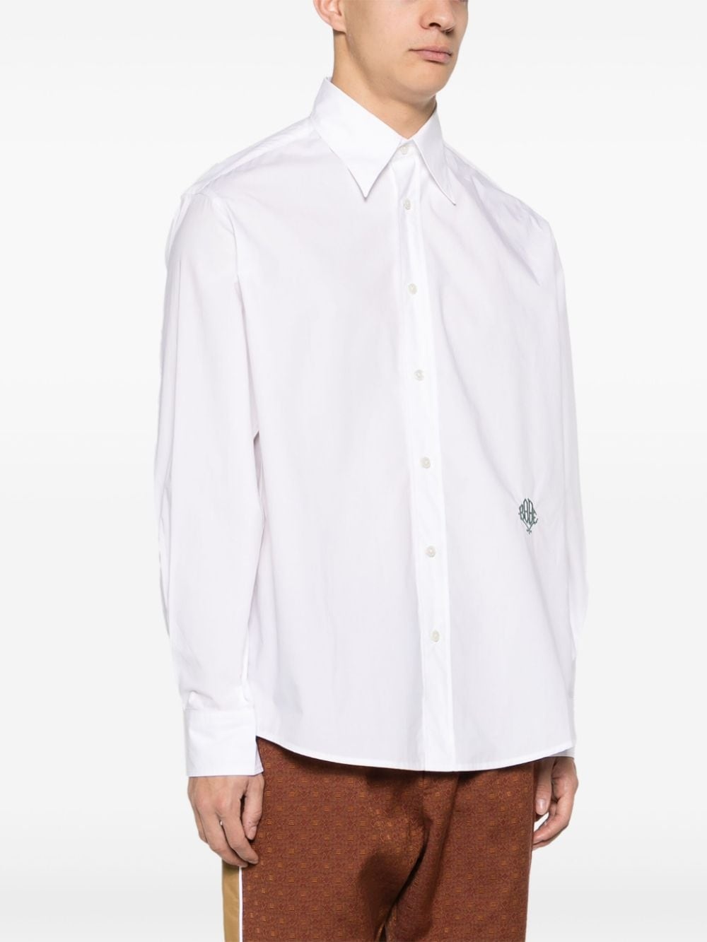 logo-embroidered poplin shirt - 3