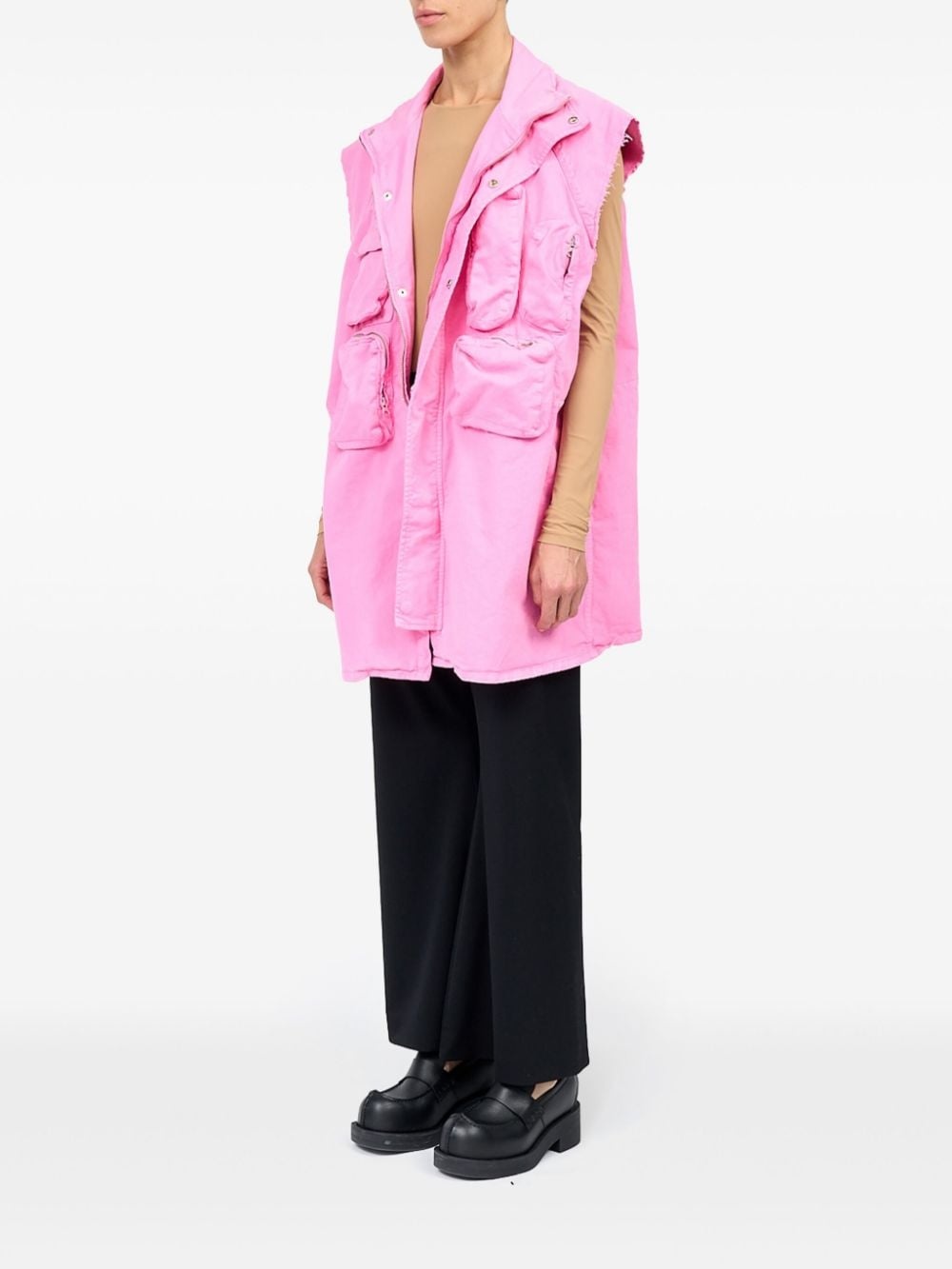 stitch-logo cotton-blend gilet - 6
