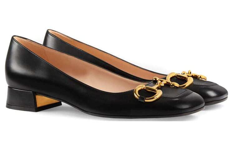 (WMNS) Gucci Ballet Flat with Horsebit 'Black Leather' 645600-C9D00-1000 - 2