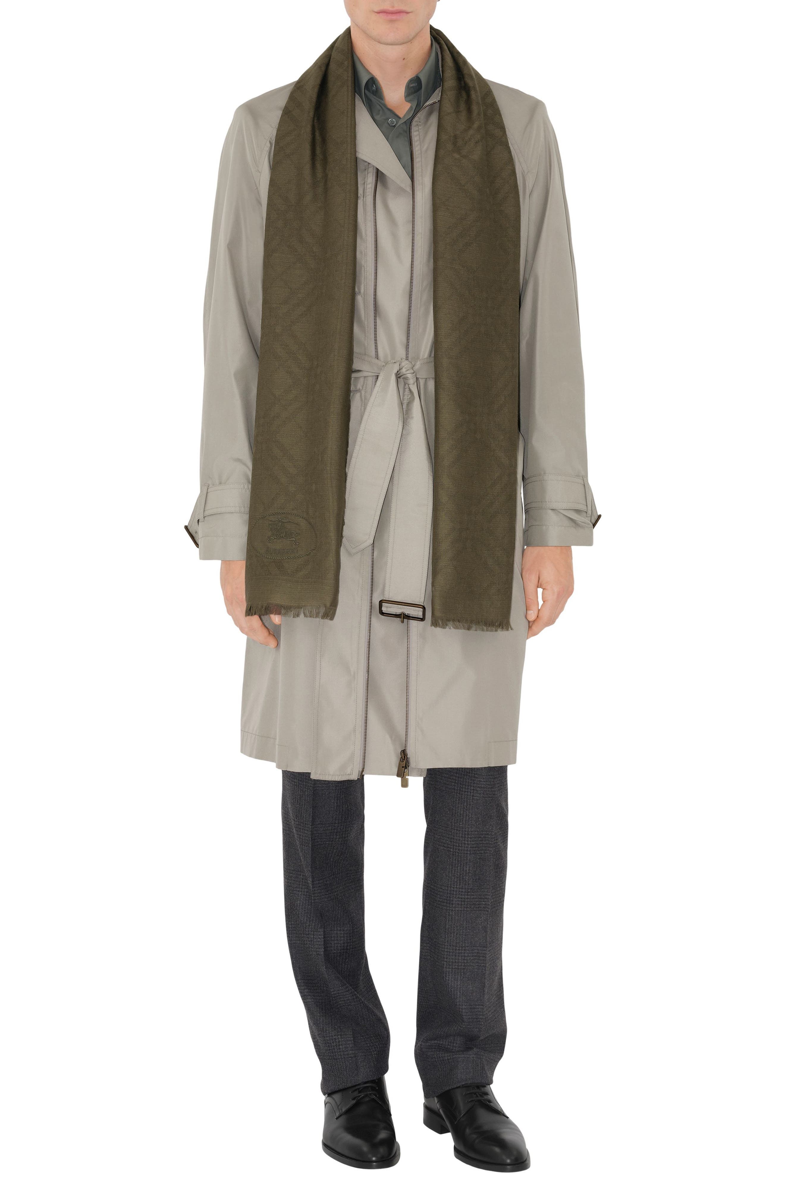 burberry Medium Check Jacquard Wool & Silk Scarf in Swamp at Nordstrom - 6