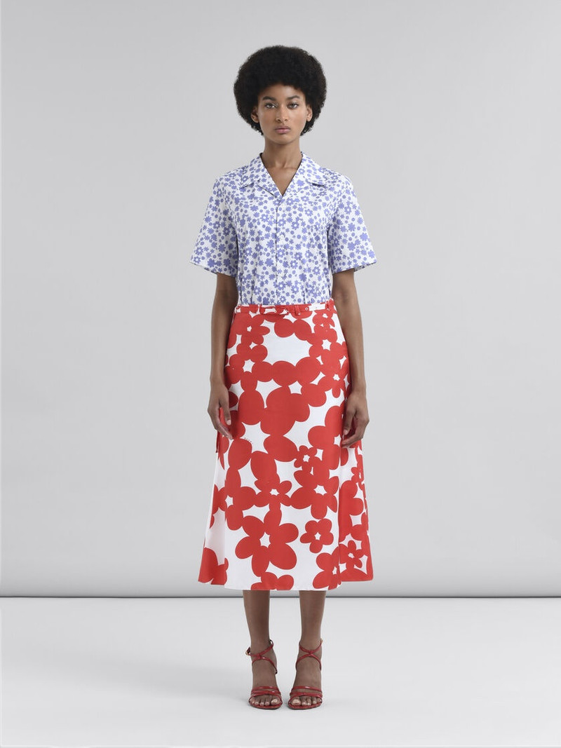 Marni RED AND WHITE DILLIES PRINT SILK SKIRT outlook